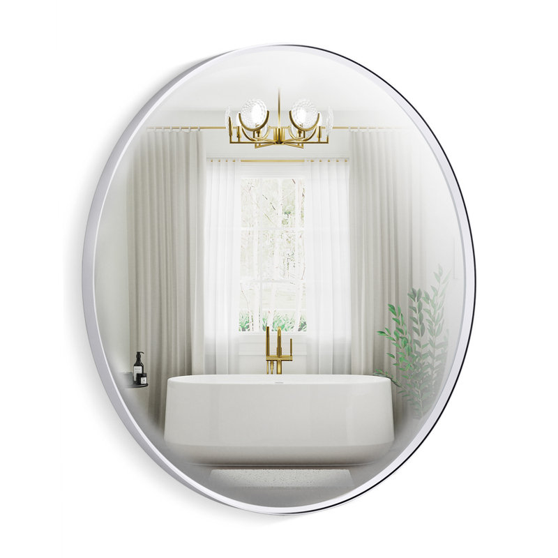 Miroir de salle de bain Essential, Chrome poli, H 28 po x l 28 po x P 1,38 po