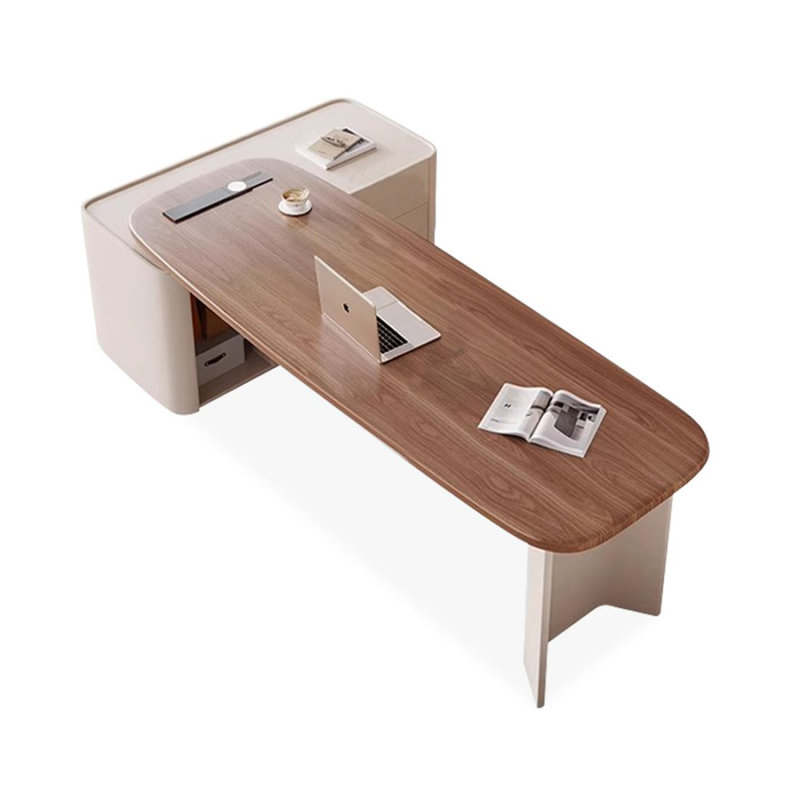 Bureaux rectangulaires en bois manufacturé brun, H 29,53 po x l 78,74 po x P 51,18 po, Retour à droite