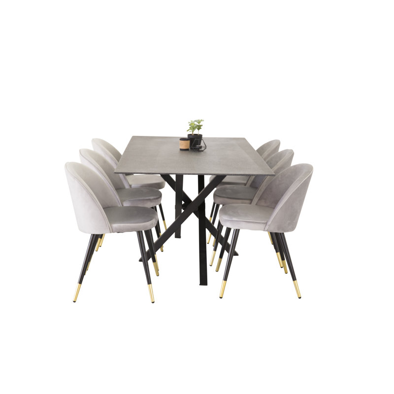 Briallen 6 - Person Dining Set, Light Grey/Brass