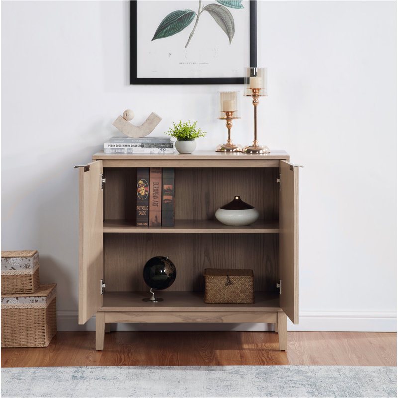 2 Door Storage Cabinet, Natural Ash
