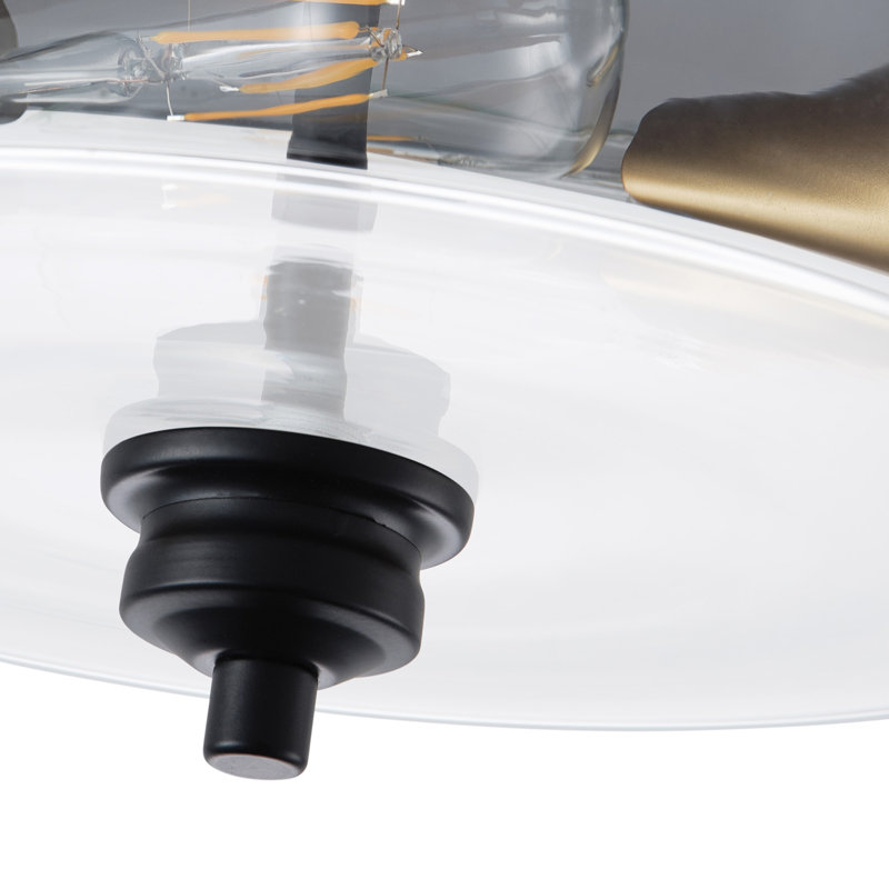 Plafonniers cylindriques en fer noir mat à 2 lumières de style moderne en verre noir d'Iggy