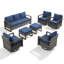 Ensemble de conversation d'extérieur avec canapé pivotant, canapé, repose-pieds et coussins 7 pièces Twowell-662627836-662627838