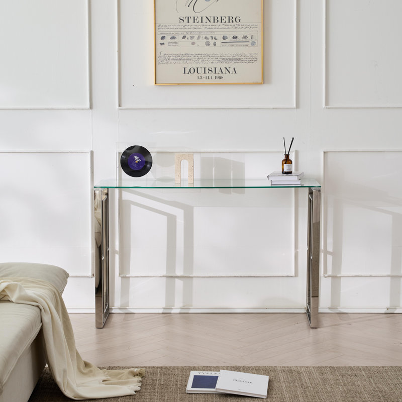 Table de console moderne avec plateau en verre