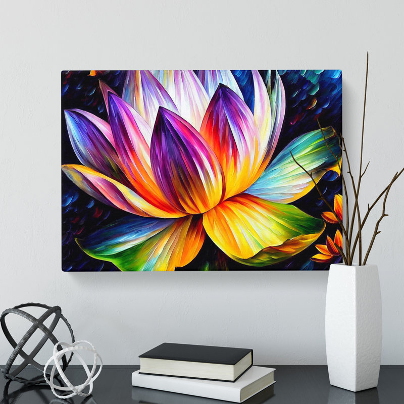 Painted Lotus Flower Vol.2 Abstract - Wrapped Canvas Print, 35cm H x 50cm W x 3cm D