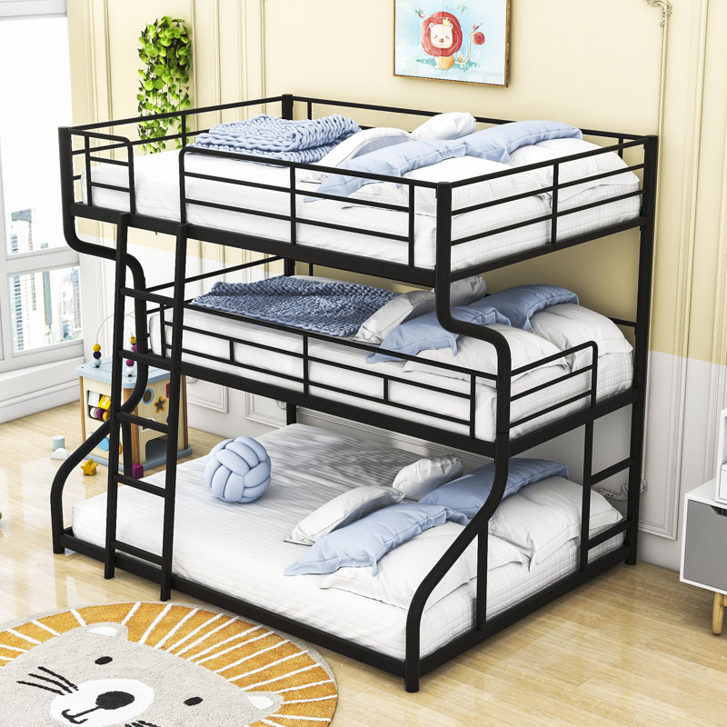 Abdia Full XL over Twin XL over Queen Triple Bunk Bed by Isabelle & Max, Black