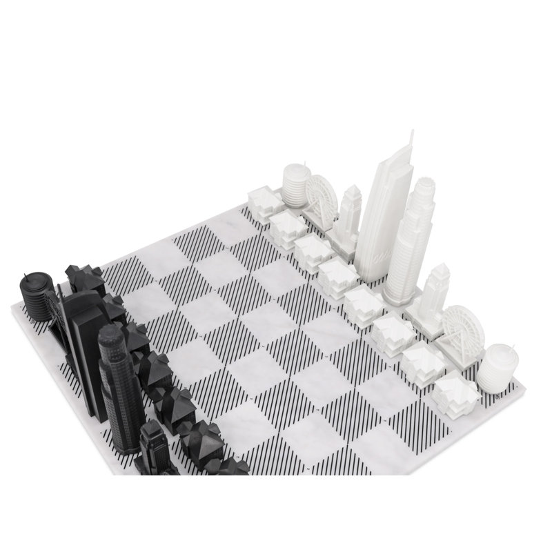 Acrylic LOS ANGELES Chess Set with Marble Hatch Board