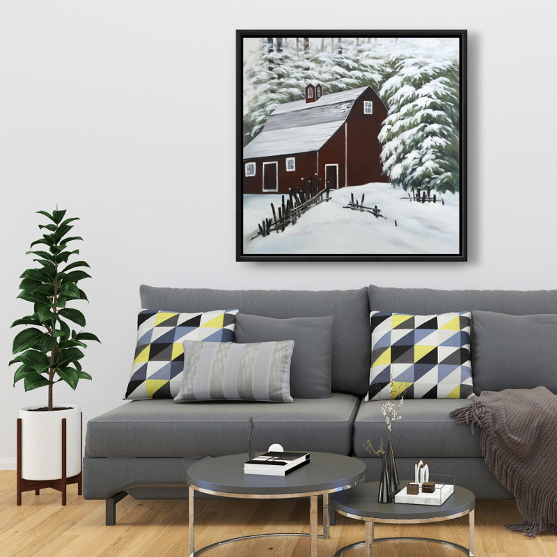«Red Barn In Snow» sur toile