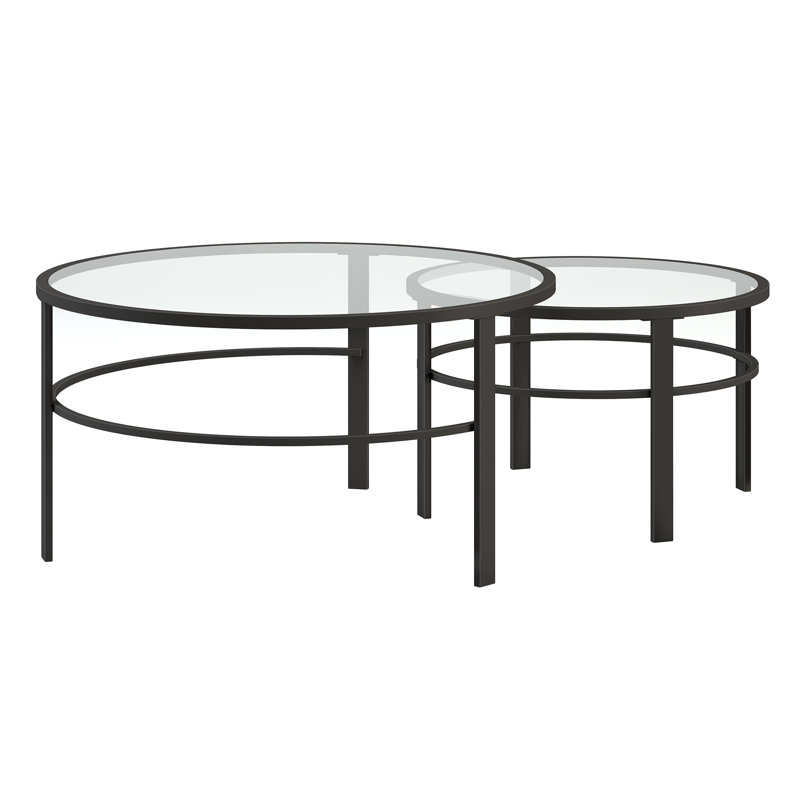 Gaia Tempered Glass Top Nesting, Black
