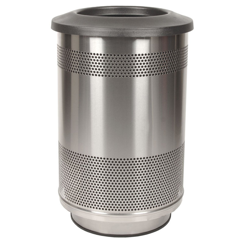 Stadium Series Perforated Metal Steel Open Kitchen Trash Can - 55 Gallons
