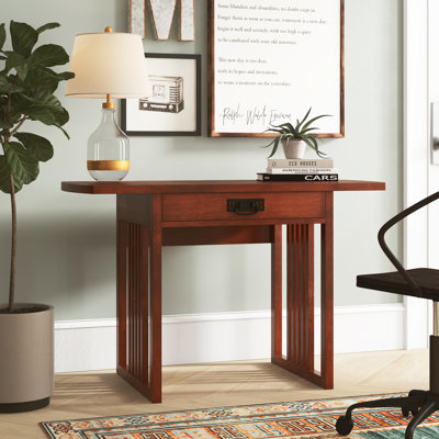 Coombs Drop Leaf Solid + Manufactured Wood Computer Writing Desk in Mission Oak