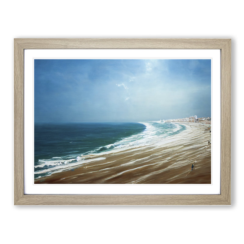 Beach Beauty 1 Piece Single Picture Frame Painting, 46cm H x 64cm W x 2cm D, Oak