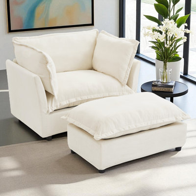 Upholstered Accent Chair With Ottoman