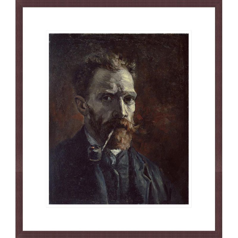 Autoportrait avec tuyau par Vincent van Gogh, impression giclée encadrée, H 20,43 po x l 17,75 po