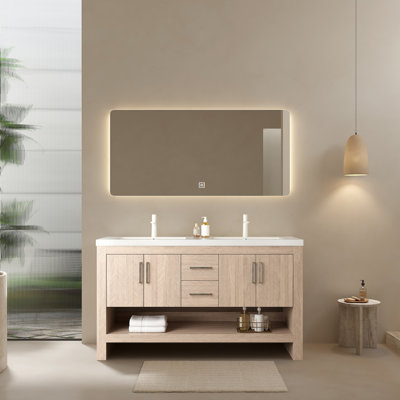 Freestanding 60" Bathroom Vanity with 2 Sinks