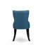 5 Piece Kitchen Table & Chairs Set Includes a Round Dining Room Table with Dropleaf and 4 Blue Linen Fabric Upholstered Chairs, 42x42 Inch, Wirebrushed Black-1307738556-1307738557-1307738548