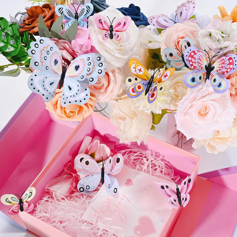 24 papillons pastel 3D décoratifs muraux