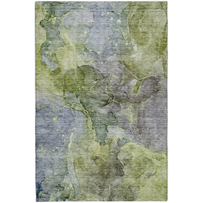 Tapis à poil long de qualité supérieure lavable à la machine ADS689, Olive, 3' x 5'