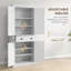 Garde-manger traditionnel autoportant avec tiroir 4 portes et 3 tablettes réglables grain de bois