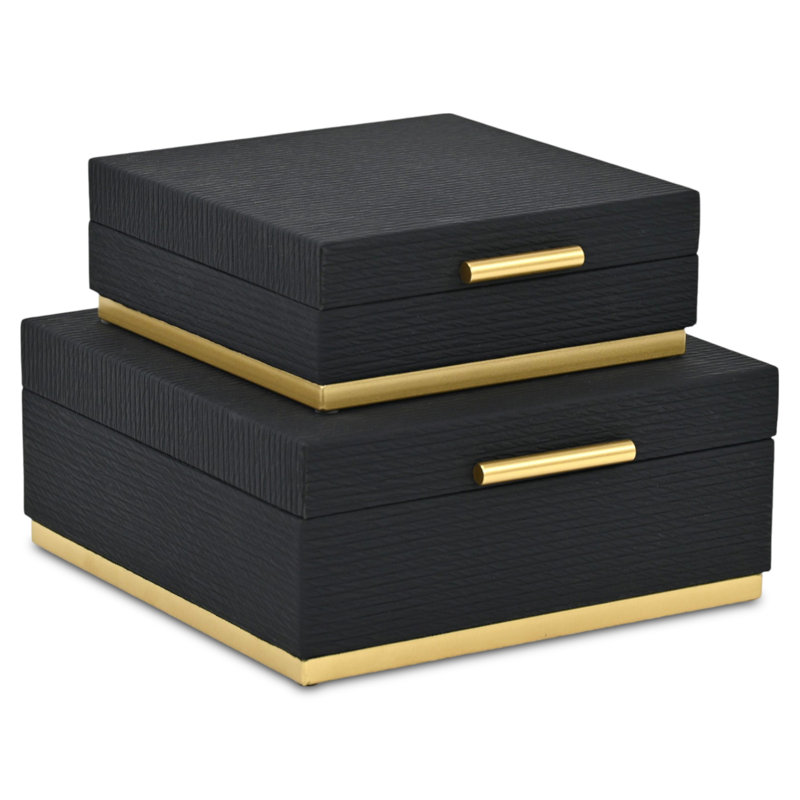 Ensemble de boîtes carrées Eira, Noir