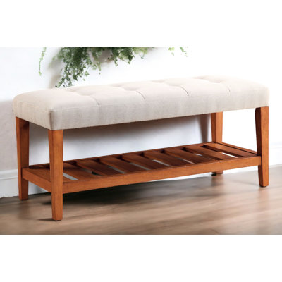 Warwickshire Wood Upholstered Storage Bench with Slatted Shelf
