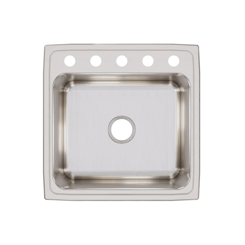 Évier de cuisine à chute l 22 po x l 22 po Lustertone, 5 trous