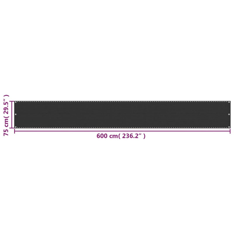 Privacy Fence, 600cm L x 75cm W, Anthracite