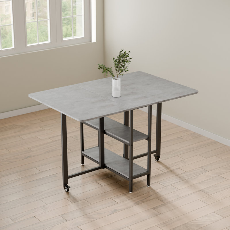 Rectangular Folding Table, 75cm H x 120cm W x 80cm D, Gray/Black