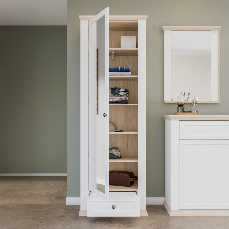 1 Door Manufactured Wood Wardrobe, Light Grey/Light Oak