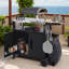 Outdoor Grill Cart Kitchen Island With Storage Cabinet, Foldable Table, Wheels, Stainless Steel Top, Hooks, Spice Rack And Waterproof Cover