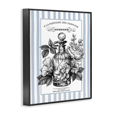 Giclée française à motif de bouteilles, encadrée de lettres et de lignes