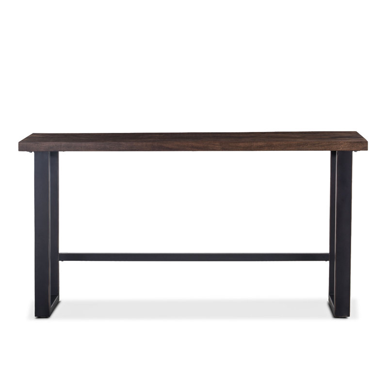 Crislyn Acacia Rectangular Solid Wood Top with Iron Base Dining Table