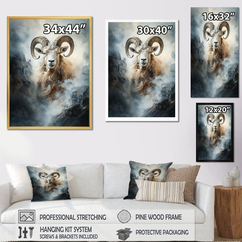 «Lightning Ram Minimalisme», reproduction sur toile, H 44 po x l 34 po x P 1,5 po, Cadre doré simple