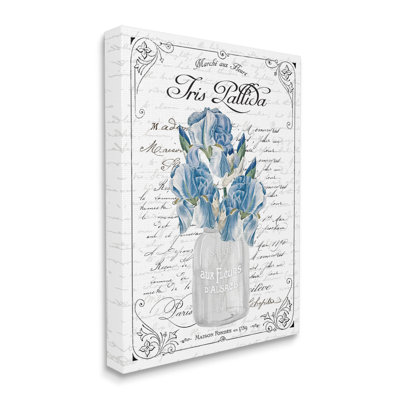 «Delicate Iris Flower Bouquet Ornate French», bordure par lettrage et doublure
