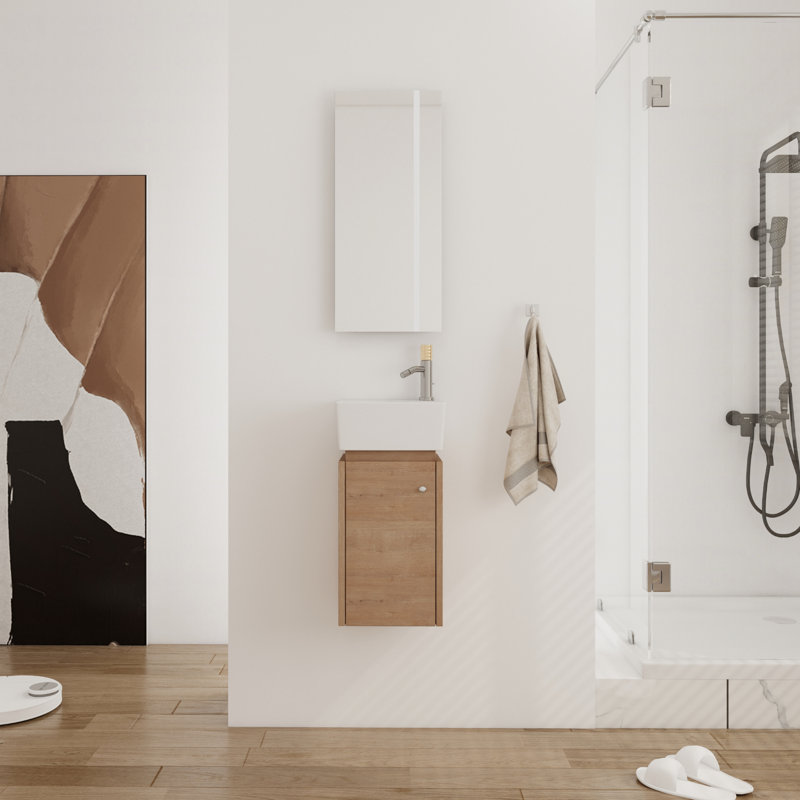 Meuble-lavabo simple avec plateau 12,34 po Lashonne, Chêne