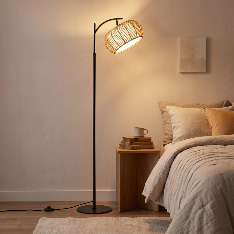 71'' Arched/Arc Rattan Floor Lamp