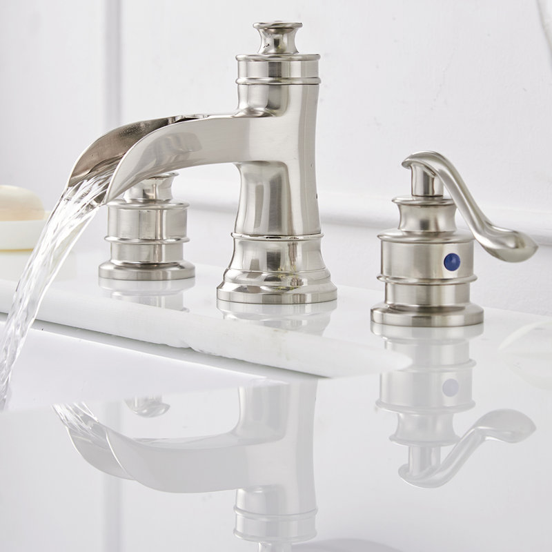 8-16 Inch 3 Holes 2 Handle Widespread Bathroom Sink Faucet, Brushed Nickel