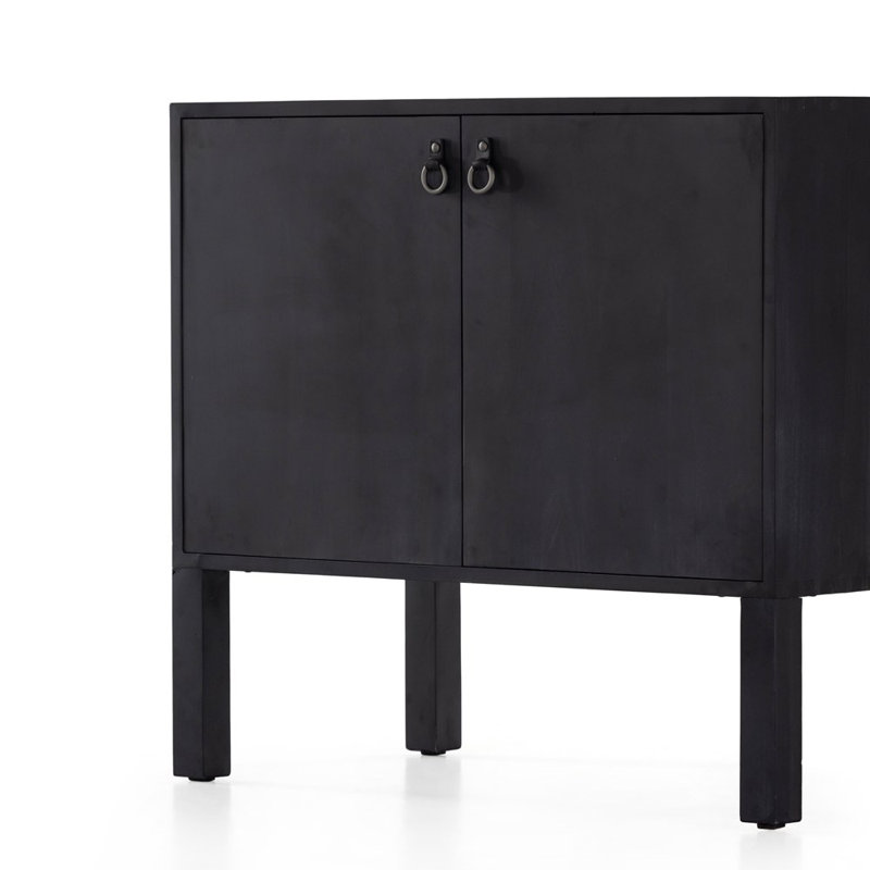 Isador Solid Wood Bar Cabinet, Black