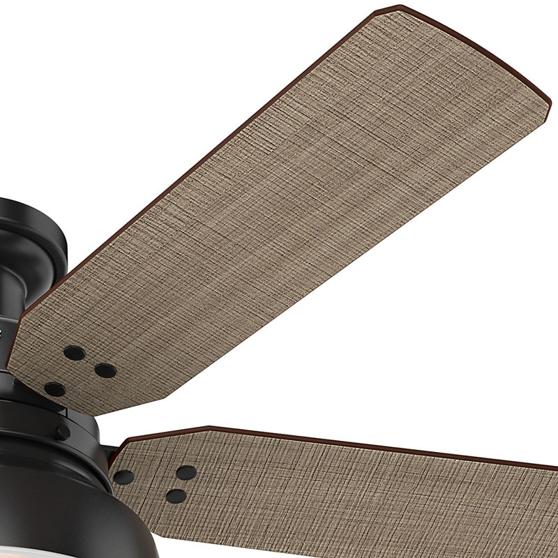 Ventilateur de plafond d'extérieur 5 pales 52 "avec ensemble d'éclairage Mill Valley, Noir mat