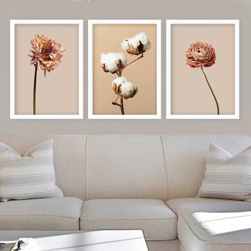 Ensemble de 3 peintures élégantes encadrées décoratives, 13,8 x 17,7 pouces chacune | 100% bois avec cadre 100% polystyrène (épaisseur: 0,8 pouce) | Impression numérique UV, parfaite pour le salon et la décoration intérieure