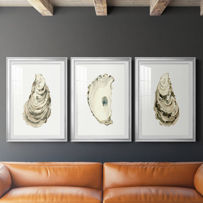" Neutral Oyster Study I " 3 - Pieces Painting Print