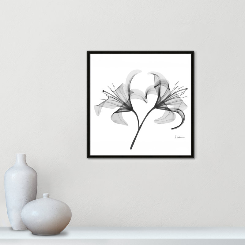 «Lilly Twins - Square Version Print» par Albert Koetsier, Cadre flottant espresso, H 25,5 po x l 25,5 po