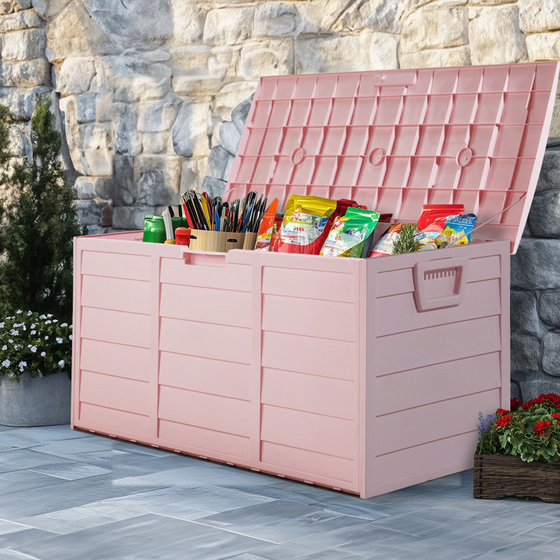Boîte de rangement de jardin verrouillable 75gal (280l) rose