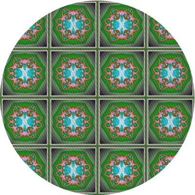 Tapis vert/bleu à motifs