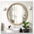 Round Decorative Wall Mirror, 35.43" Distressed Wood Beaded Frame Mirror For Entryway, Living Room, Bathroom, Farmhouse Style Accent Mirror-669141378