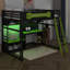 Lit mezzanine double avec bureau, tablettes de rangement et lumières DEL, lit mezzanine en bois avec ports USB et panneau perforé-1812795126