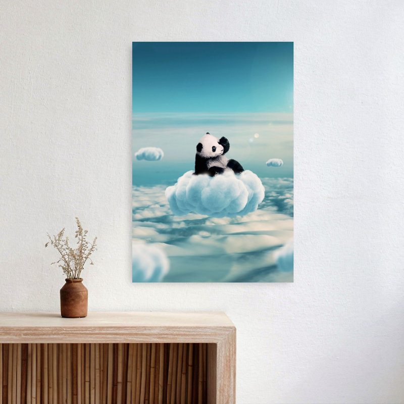 Baby Panda Cloud Dream Abstract Contemporary Wall Art Print 1 Piece Wrapped Canvas Wall Art, 60.96cm H x 40.64cm W