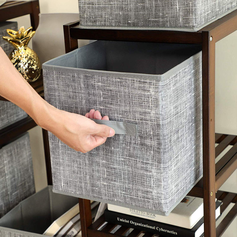 Ensemble de bacs pliables en tissu, Gris chiné