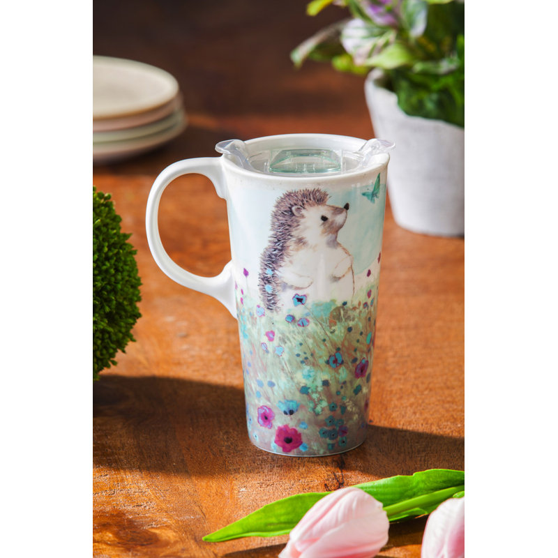 Grande tasse de voyage hérisson en céramique 17 onces hérisson