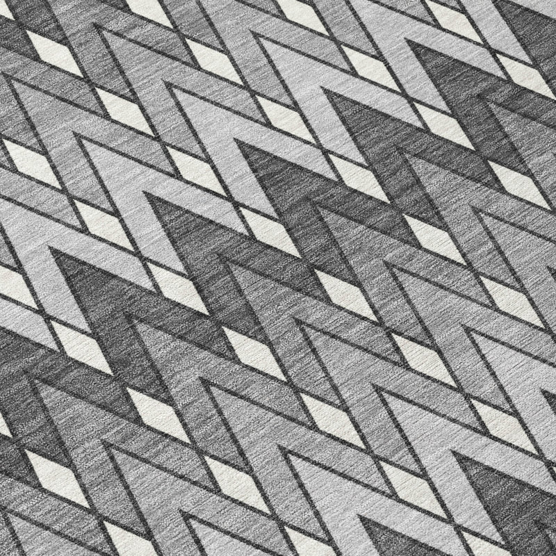 Machine Washable Indoor/Outdoor Chantille ACN2558 Geometric Rug, 1'8" x 2'6", Charcoal