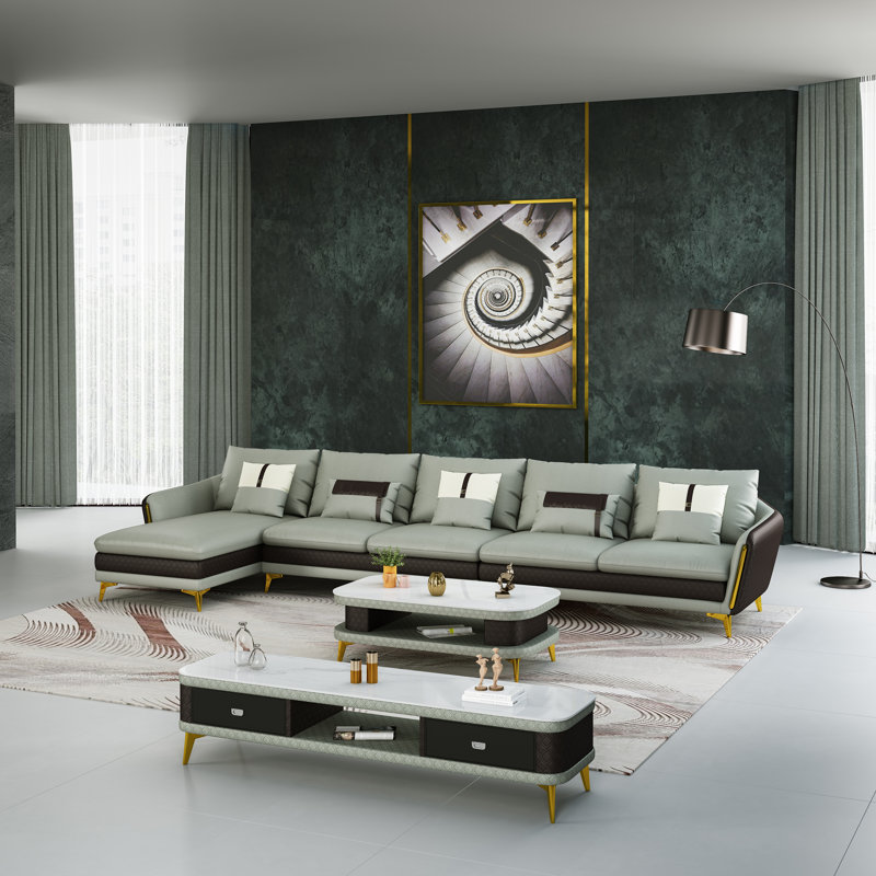 Leather Sectional, Left Hand Facing